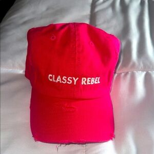 Classy Rebel Pink Distressed Cap
